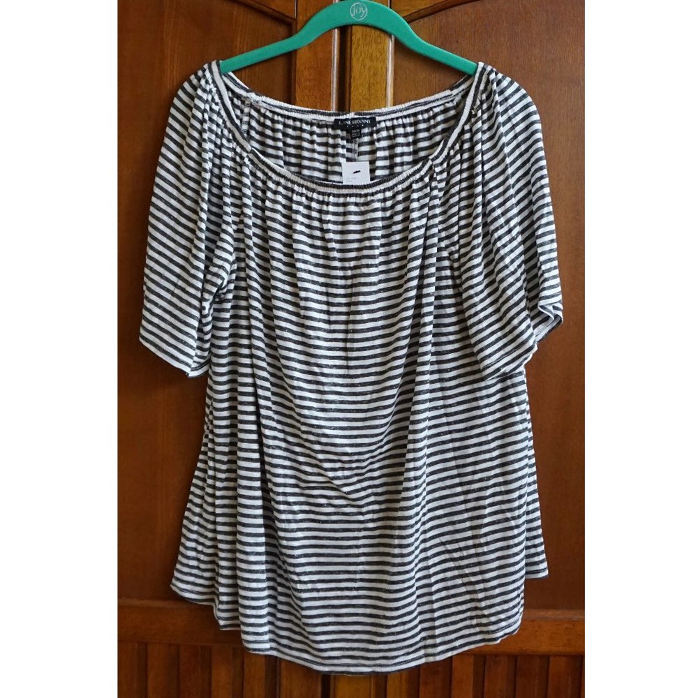 NWT Lane Bryant Striped Off-The-Shoulder Tee